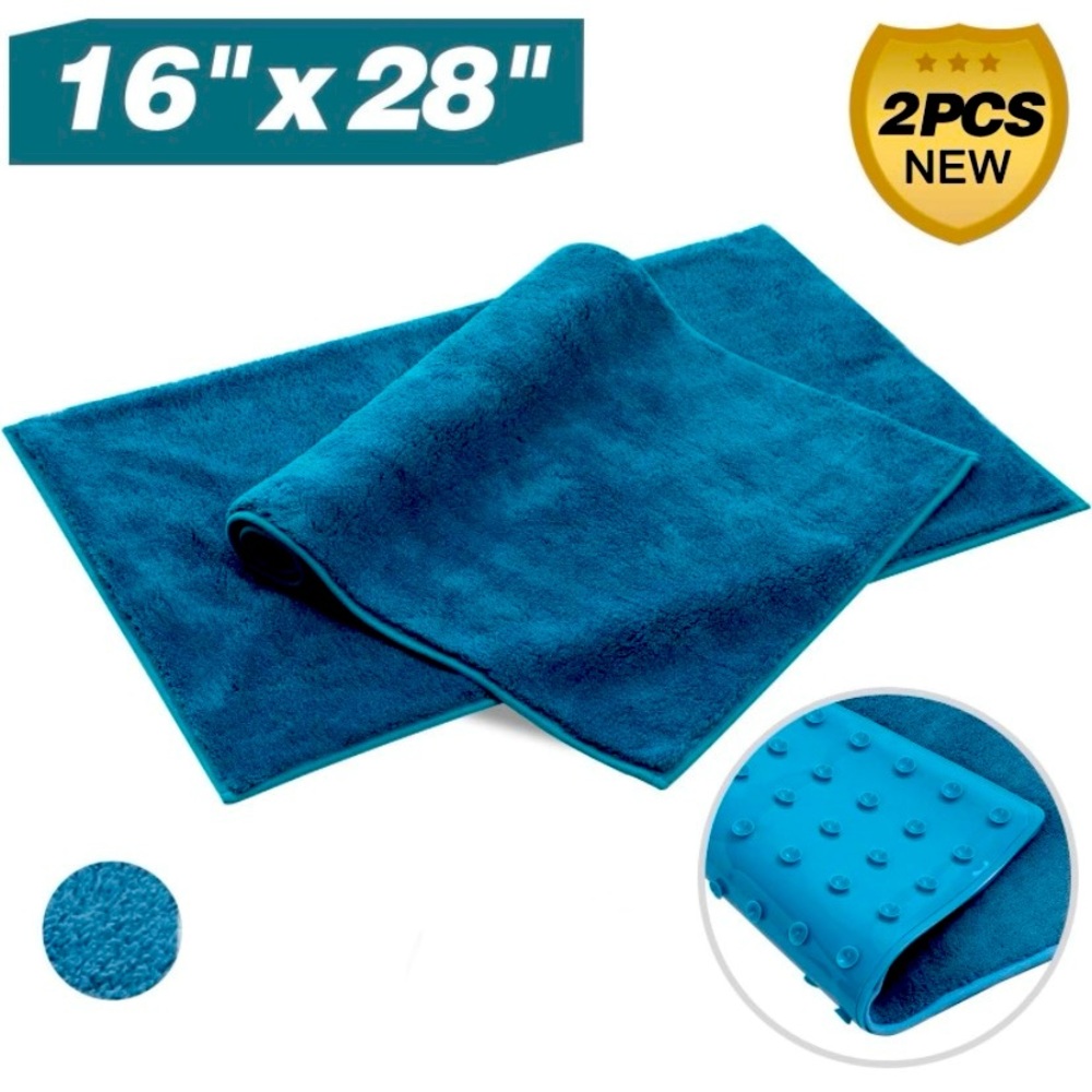 🛁2 PCS Microfiber Bathroom Rug Mat🫧Non-Slip Bottom with Suction Cups🛁